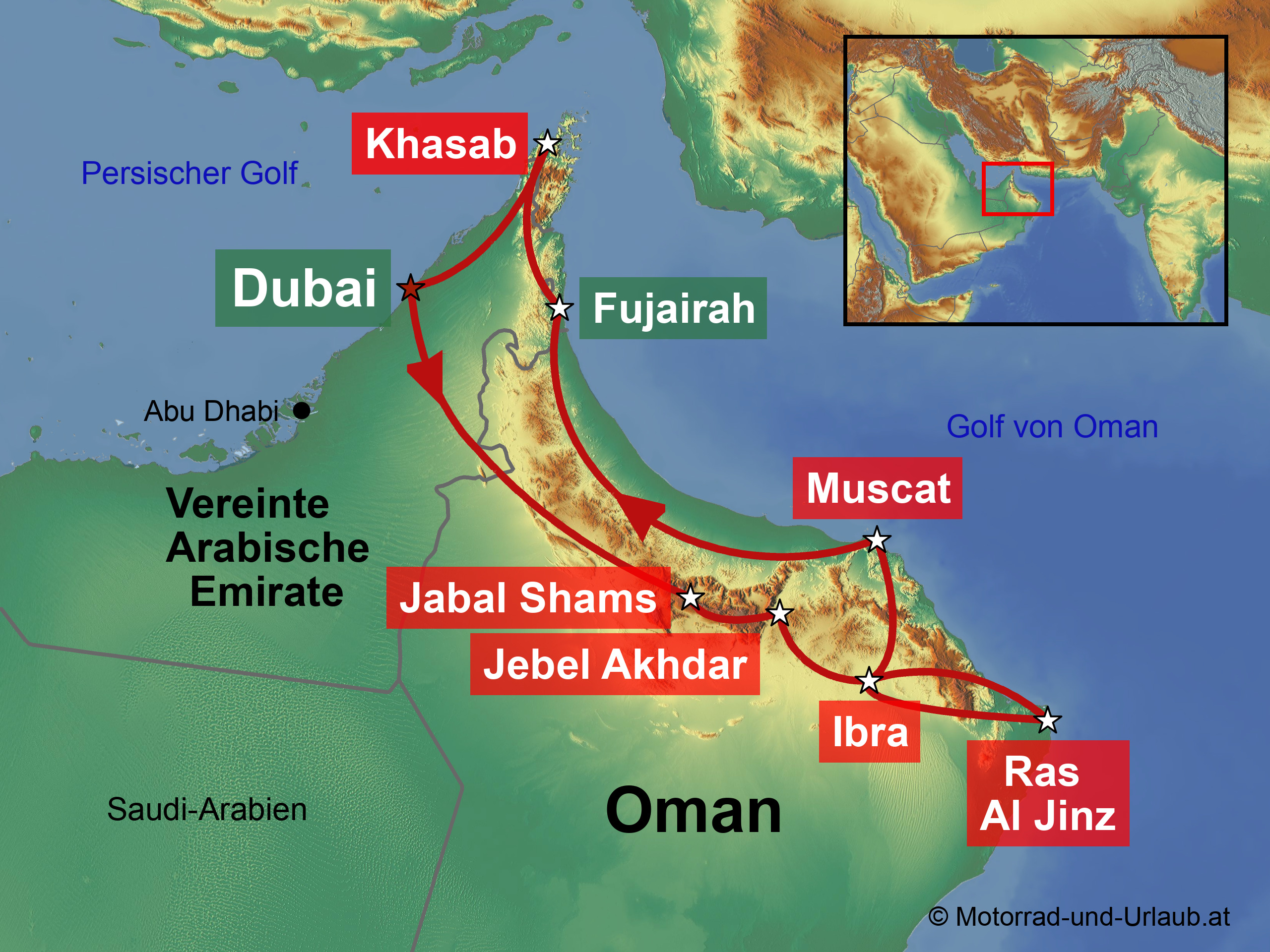 Karte Dubai VAE Oman